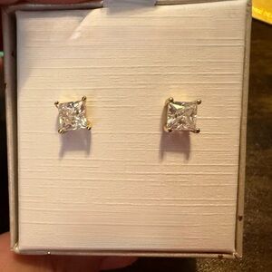 Princess cut 2 tctw moissanite earrings